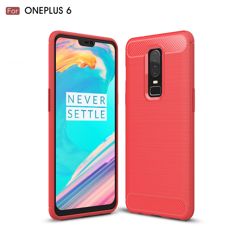 HIGE/一加六 ONEPLUS 6手机壳全包防摔防刮 1+6 保护套软硅胶 商务男女款 红色