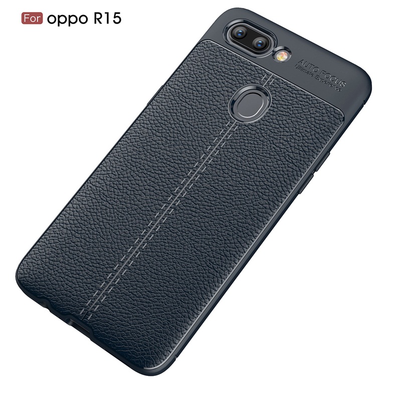 HIGE/oppor15手机壳 防摔抗震荔枝纹磨砂保护壳oppo r15手机保护套 oppo r15梦境版-藏青色