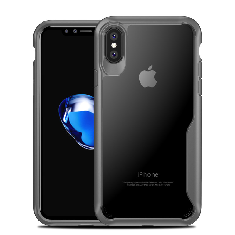 HIGE/iPhoneX手机壳全包透明苹果X保护套硅胶防摔耐磨创意软壳简约女款 适用于iPhone X 灰色