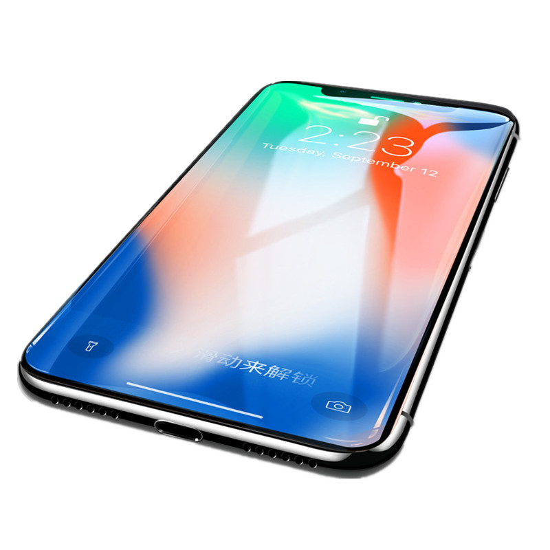 HIGE/iPhoneX 6D钢化膜全屏覆盖蓝光前膜 苹果X全包贴膜 适用于苹果X 6D蓝光玻璃膜[黑色硬边]