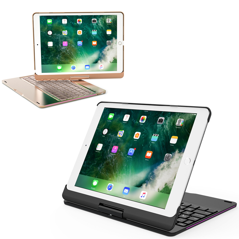 HIGE/苹果ipad pro蓝牙键盘 无线键盘+金属旋转支架保护壳 适用于2018新款ipad 10.5英寸 黑色