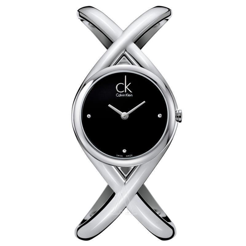 卡尔文·克莱恩(Calvin Klein) CK女士手表 时尚优雅精美时分针金属镶钻石英