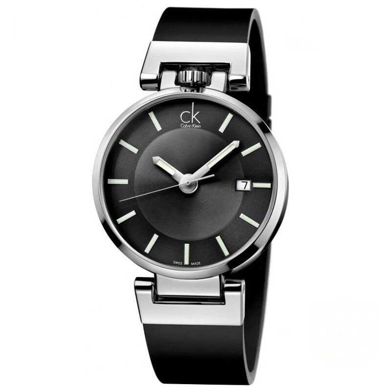 卡尔文·克莱恩(Calvin Klein)手表 WORDLY系列白盘黑色皮带手表石英表皮革商务休闲男表K4A211C6