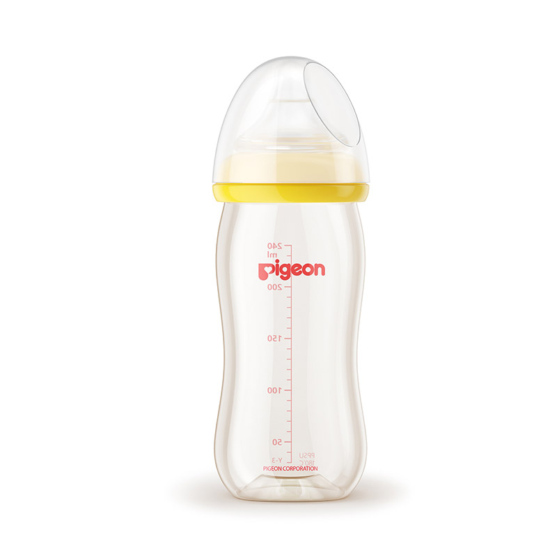 贝亲奶瓶 宝宝宽口径PPSU奶瓶 婴儿防摔塑料奶瓶 240ml黄色AA75 配M号奶嘴