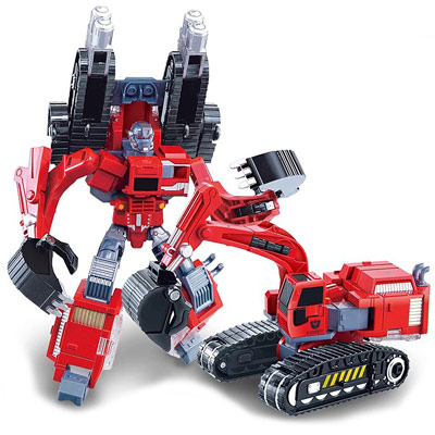 陆霸变形玩具火尊战将合金版五合体救护吊车摩托挖机消防车儿童玩具机器人 合金版变形挖土车