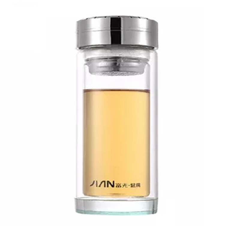 富光双层玻璃杯水晶工艺杯透明便携男女礼盒水杯泡茶杯X102-320ML