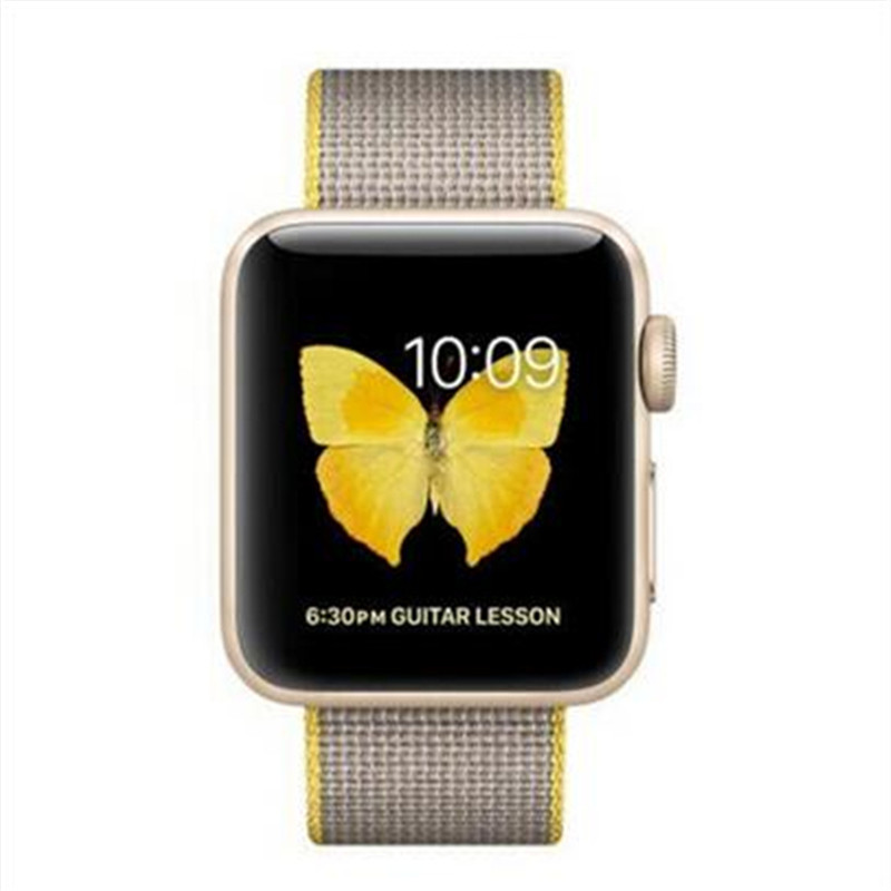 苹果 (Apple)Watch Series2 苹果智能手表GPS定位 铝金属表壳搭配精织尼龙表带 38mm黄配浅灰色