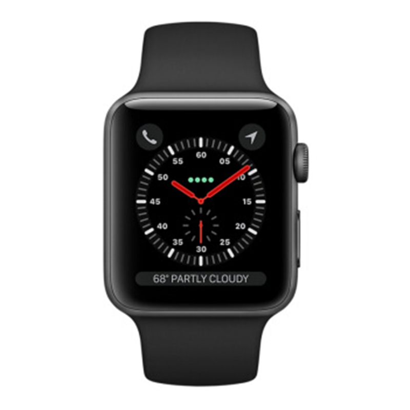 苹果(Apple)Watch Series3 智能苹果手表 GPS款 深空灰色铝金属表壳 黑色运动型表带KV2 38mm