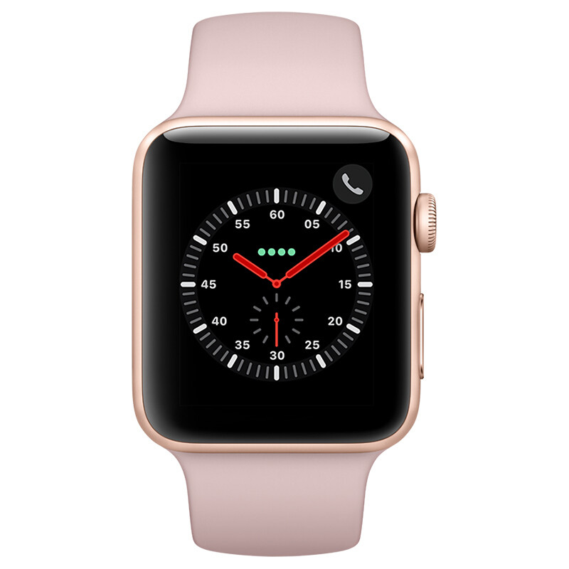 苹果 (Apple) Watch Series 3智能手表 GPS蜂窝网络 金色表壳 粉砂色运动型表带 GU2 42mm