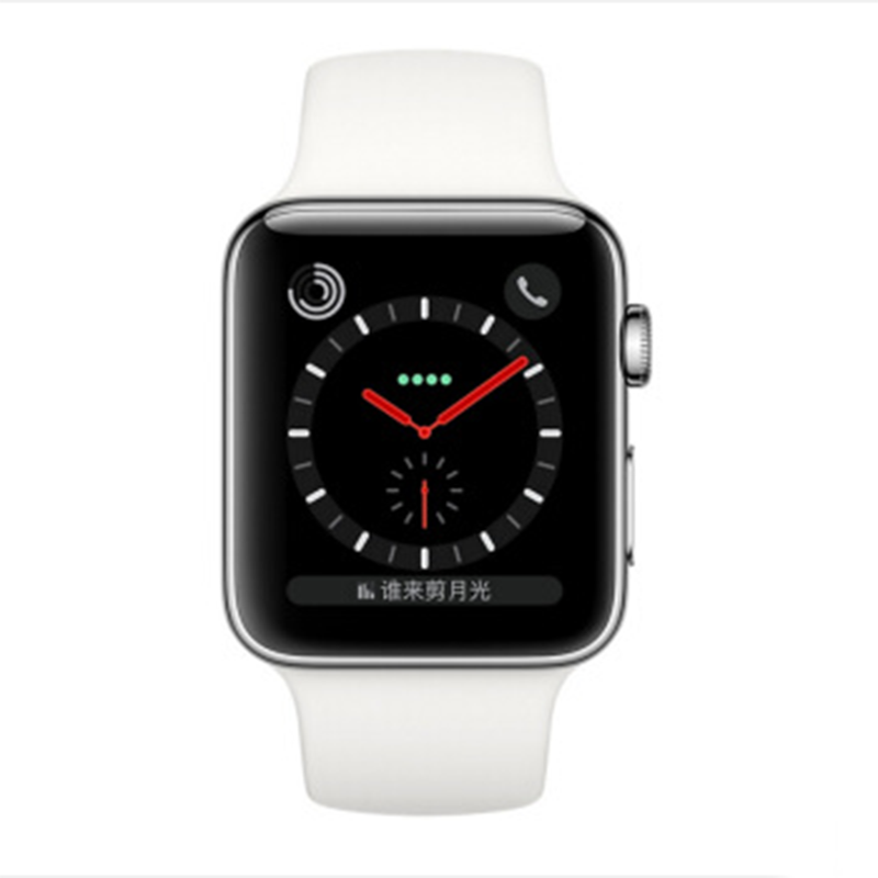 苹果 (Apple）Watch Series 3智能手表GPS蜂窝网络 不锈钢表壳搭配浅白色运动型表带QY2 42mm