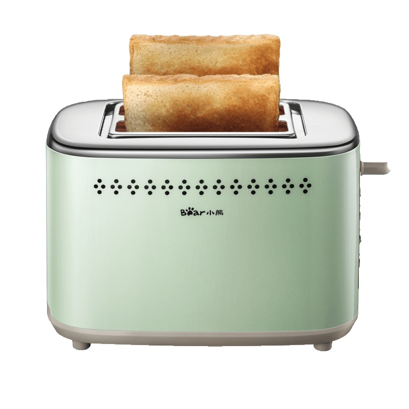 小熊(bear)多士炉 烤面包片机 全自动家用小型吐司机 不锈钢2片早餐机神器三明治机 DSL-C02A1 晨雾绿