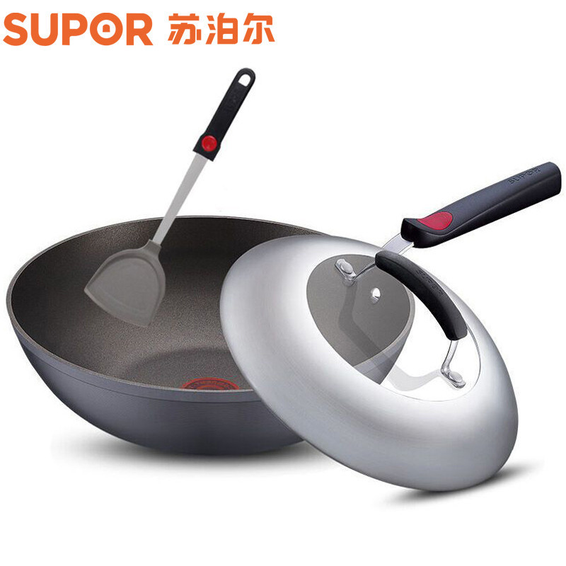 苏泊尔火红点钛Pro玻璃盖无油烟炒锅PC30H4