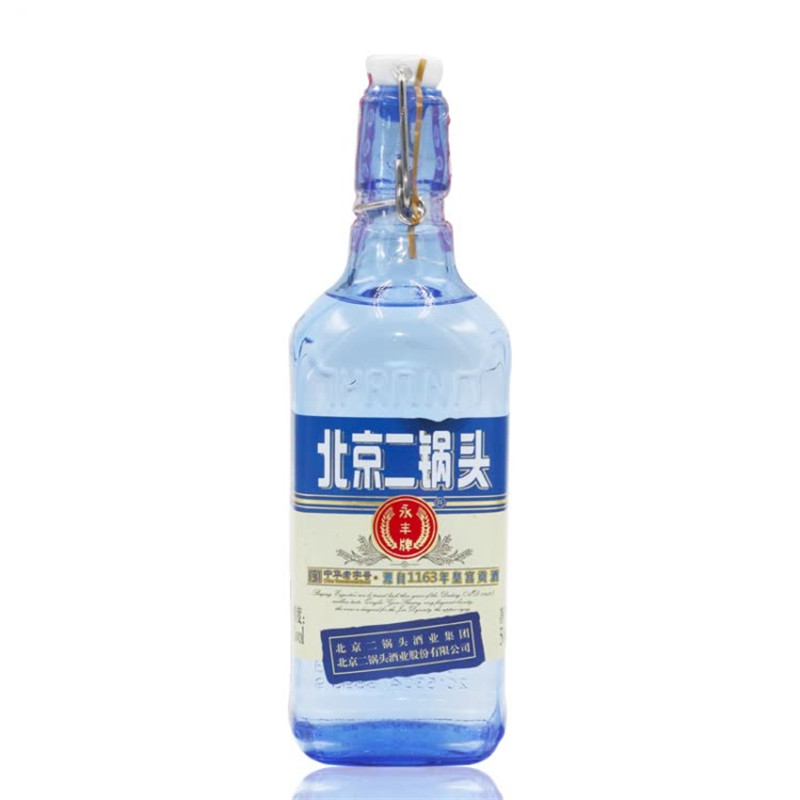 永丰北京二锅头酒 出口型小方瓶 蓝瓶装 清香型白酒 42度500ml单瓶