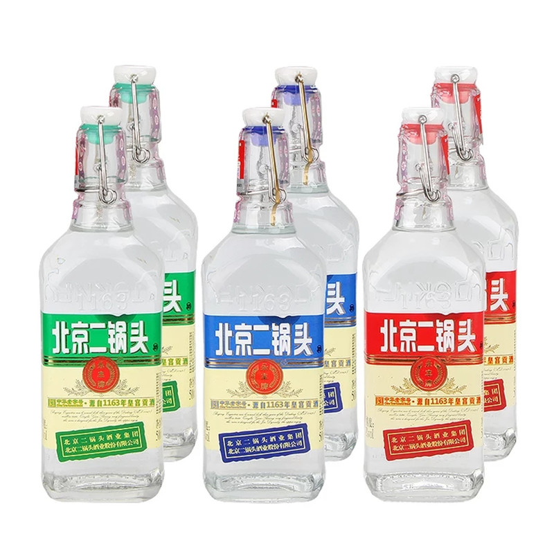 永丰北京二锅头清香型（出口型小方瓶）永丰二锅头42度500ml*6瓶 红蓝绿标随机发货