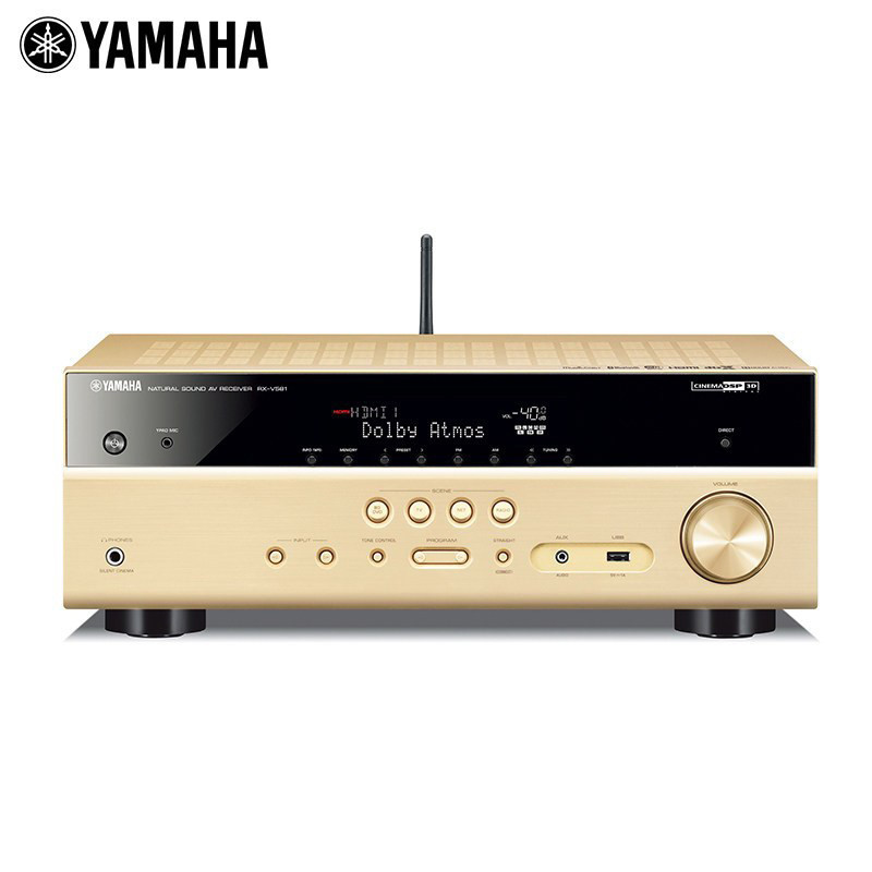 Yamaha/雅马哈 RX-V581家庭影院7.2声道AV功放全景声DTSX蓝牙功放 金色