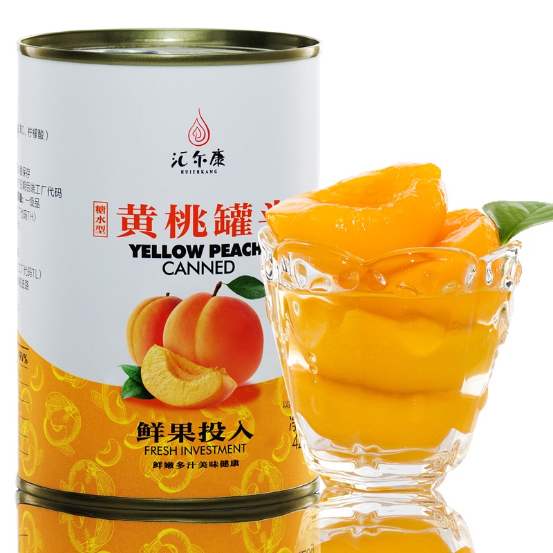 汇尔康 果汁黄桃水果糖水罐头425gx1罐 对开新鲜水果罐头即食休闲零食特产
