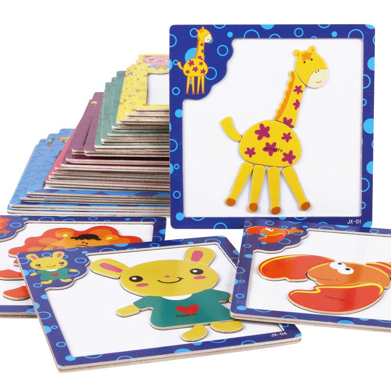 悦臻早教益智磁性拼图木制儿童卡通益智磁性小拼图玩具幼儿识图认知全套24片