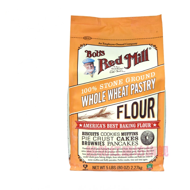 鲍勃红磨坊(Bob's Red Mill)石磨全麦低筋面粉2.27kg 进口通用面粉家用烘培材料饼干 家用蛋糕粉