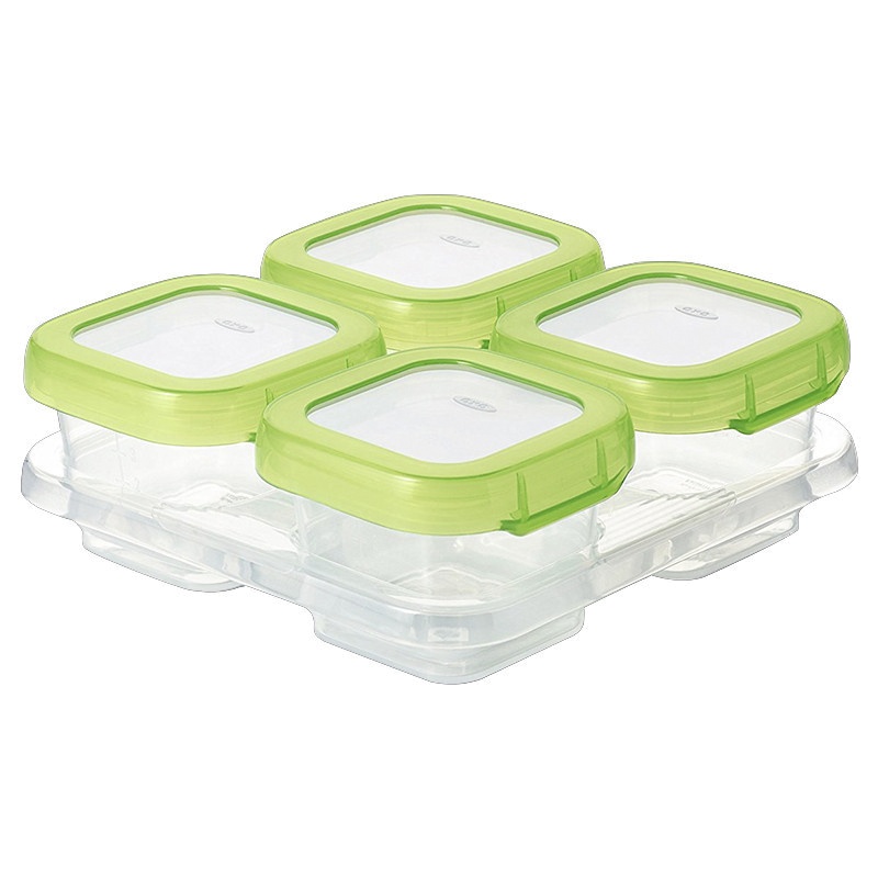 美国进口奥秀(OXO)婴童保鲜盒 冷冻保鲜储存盒 婴儿辅食盒 儿童便携餐具 4格装