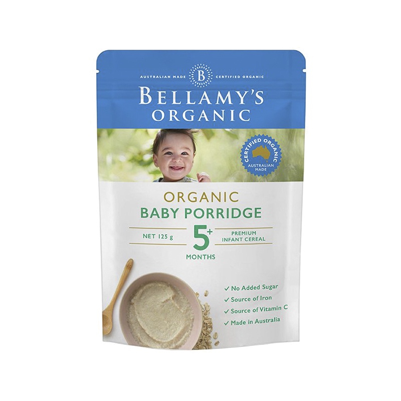 [有机燕麦米粉]原装进口澳洲贝拉米Bellamy's燕麦米糊婴幼儿2段5+原味有机燕麦米粉125g