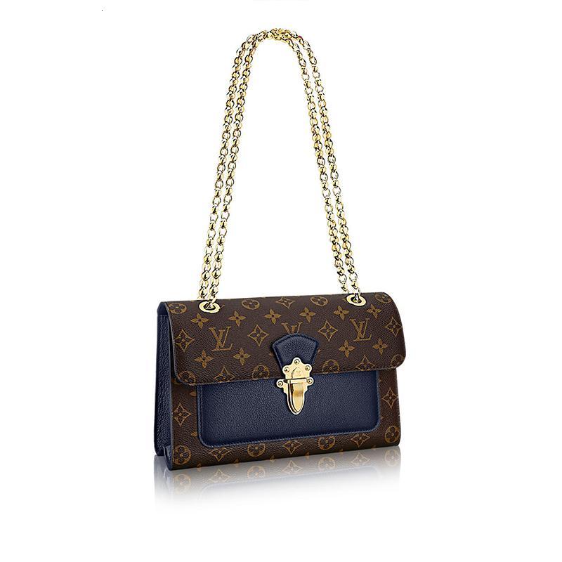 lv路易威登(louis vuitton)18新款lv女士時尚拼接鏈條包蓋式lv女包