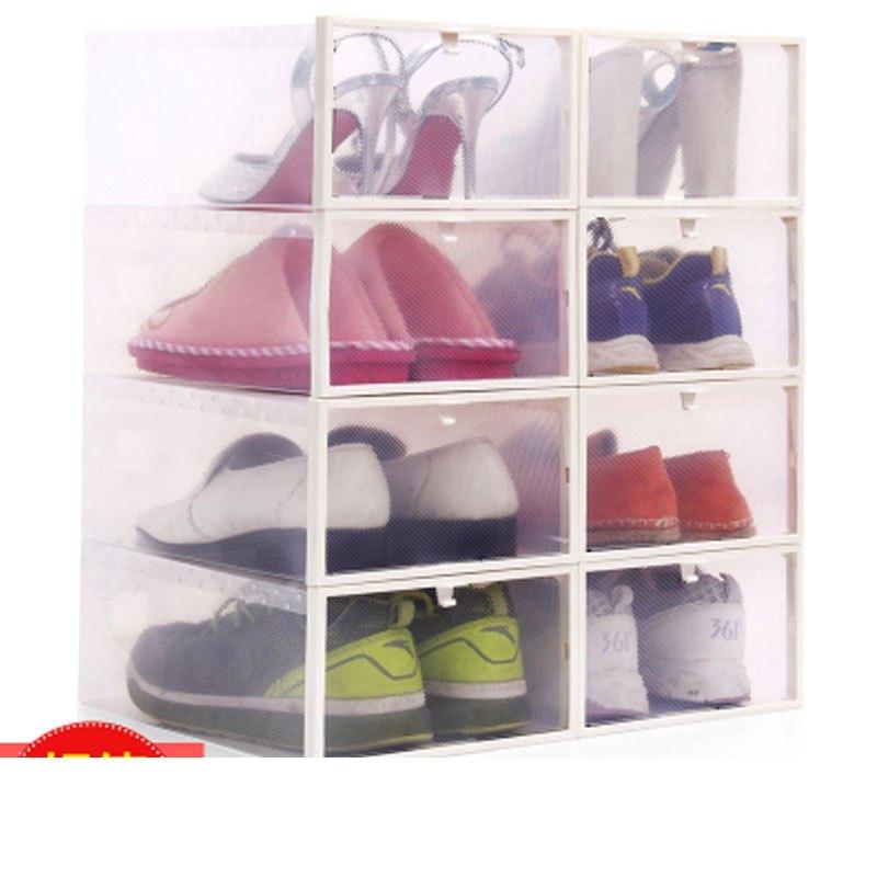 6个装透明鞋盒加厚塑料抽屉式鞋子收纳盒子简易翻盖式鞋盒子神器多色多款多功能生活日用收纳用品时尚创意简约收纳盒