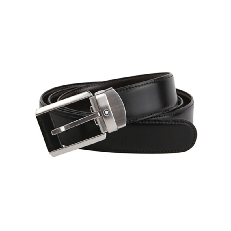 Montblanc（万宝龙）男士当代系列缎砂矩形针式皮带/腰带120厘米 38158 黑色