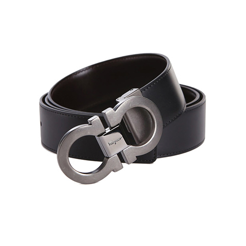 Ferragamo 菲拉格慕 皮带 黑色牛皮板扣logo腰带 110CM 679535 0644557
