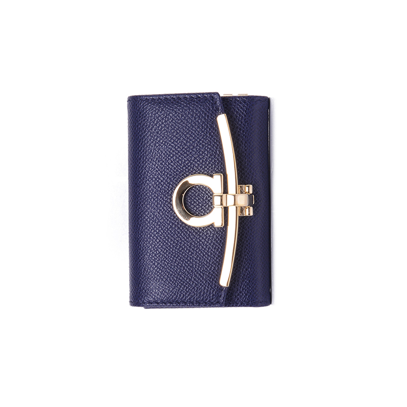Ferragamo菲拉格慕女包奢侈品钥匙包牛皮翻盖金属扣22D151 0683323