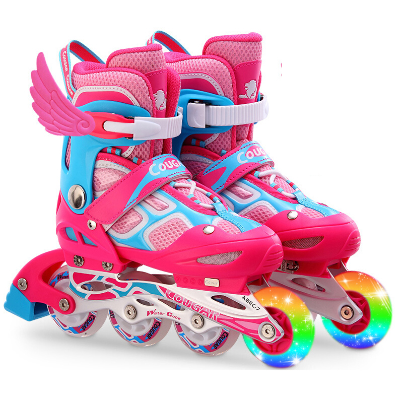 COUGAR美洲狮成人儿童溜冰鞋3-5-7-8-10岁可调闪光男女旱冰鞋轮滑鞋