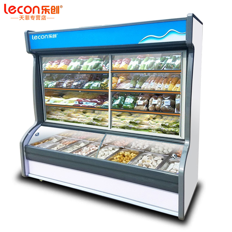 飞天鼠(FTIANSHU) 麻辣烫展示柜 点菜柜冷柜冷藏柜冷冻展示柜 水果蔬菜保鲜柜 商用立式冰柜 1.6米双压展示