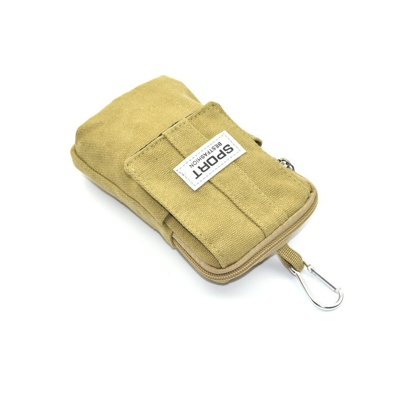 帆布双层男小包5寸5.3寸5.5寸手机男腰包证卡挂包休闲运动小腰包
