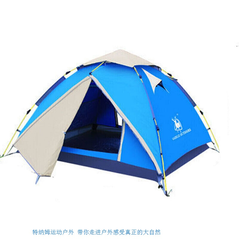 户外旅游双人双层野营防雨帐篷套装户外2人3-4人液压自动帐篷