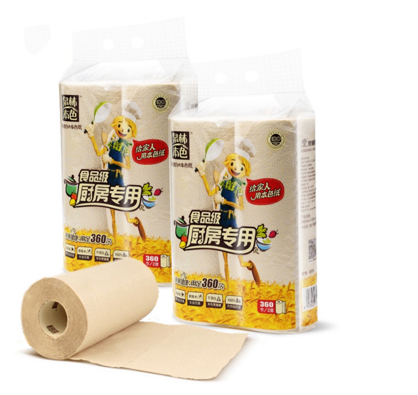 泉林本色180节厨房用纸2卷*2提 母婴适用 新旧包装随机发货
