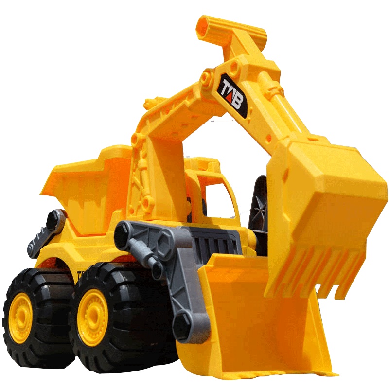 耐摔大号工程车挖掘机模型沙滩儿童节男孩玩具仿真惯性挖土机汽车-677-28大号推土工程车