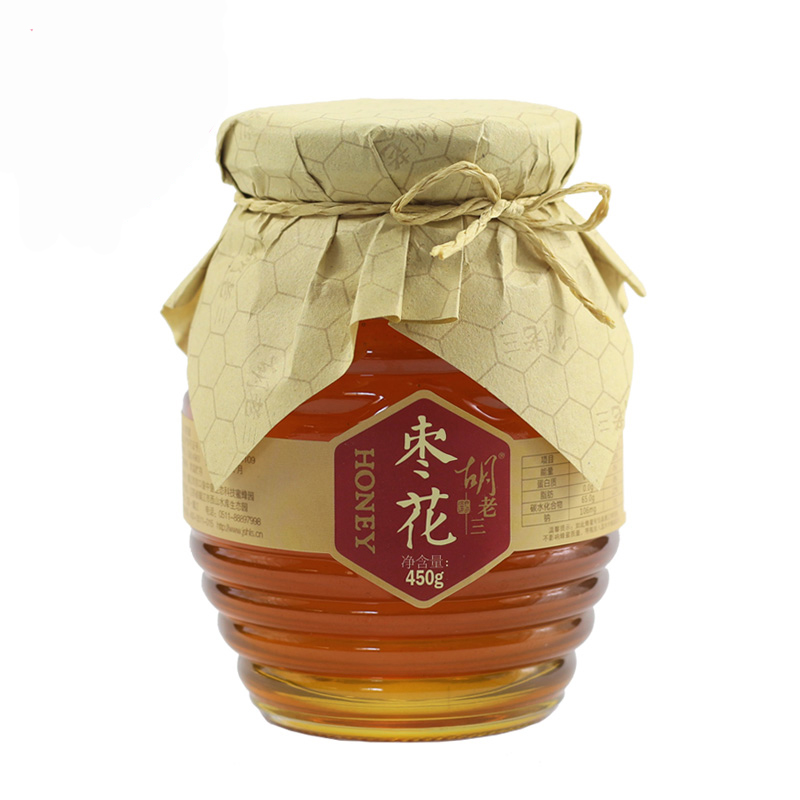 胡老三 枣花蜂蜜 450g/瓶 液态蜜 玻璃瓶装 枣花蜜 天然蜂蜜