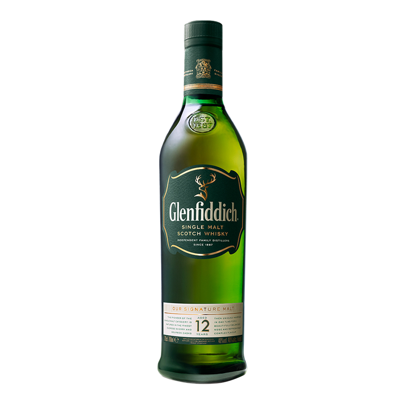 【酒庄直通】苏格兰威士忌 单一纯麦 Glenfiddich 格兰菲迪 12年 洋酒 700ml*1