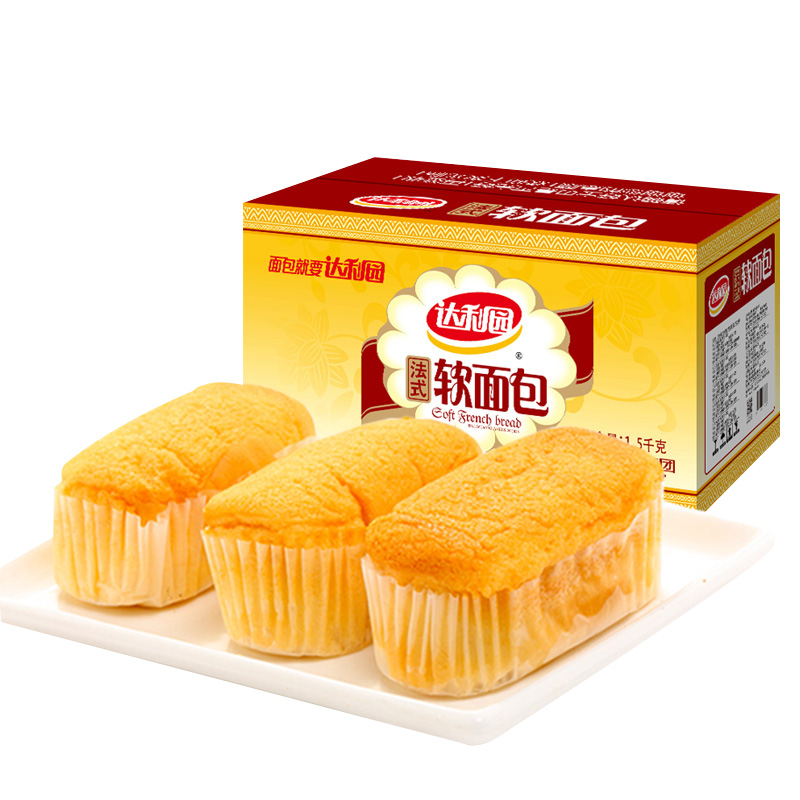 达利园 糕点 法式软面包香奶味 1500g（早餐面包糕点休闲食品零食点心）