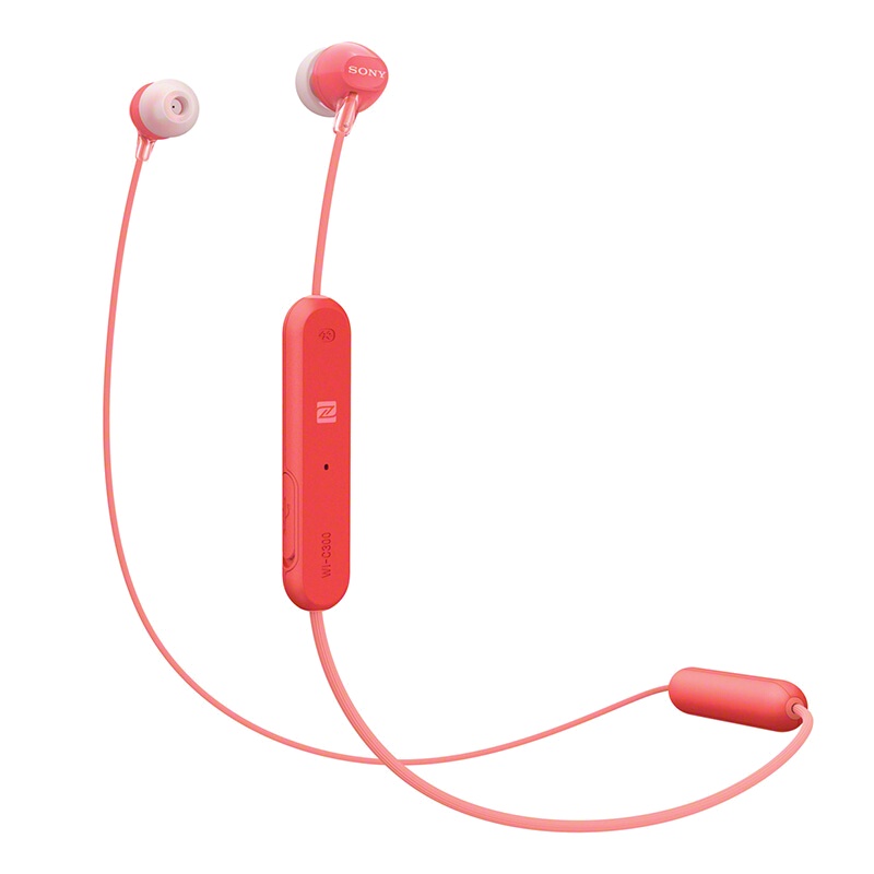 索尼(SONY) WI-C300 入耳式无线蓝牙运动跑步耳机颈挂式带麦手机通话线控耳麦 粉色
