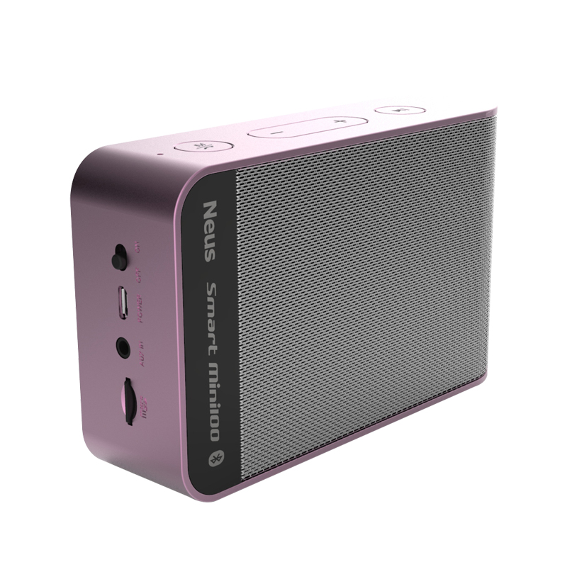 纽斯Neus 轻便蓝牙音箱 Smart Mini100 时尚轻巧震撼音质 无线迷你户外旅游插卡蓝牙4.0 粉色