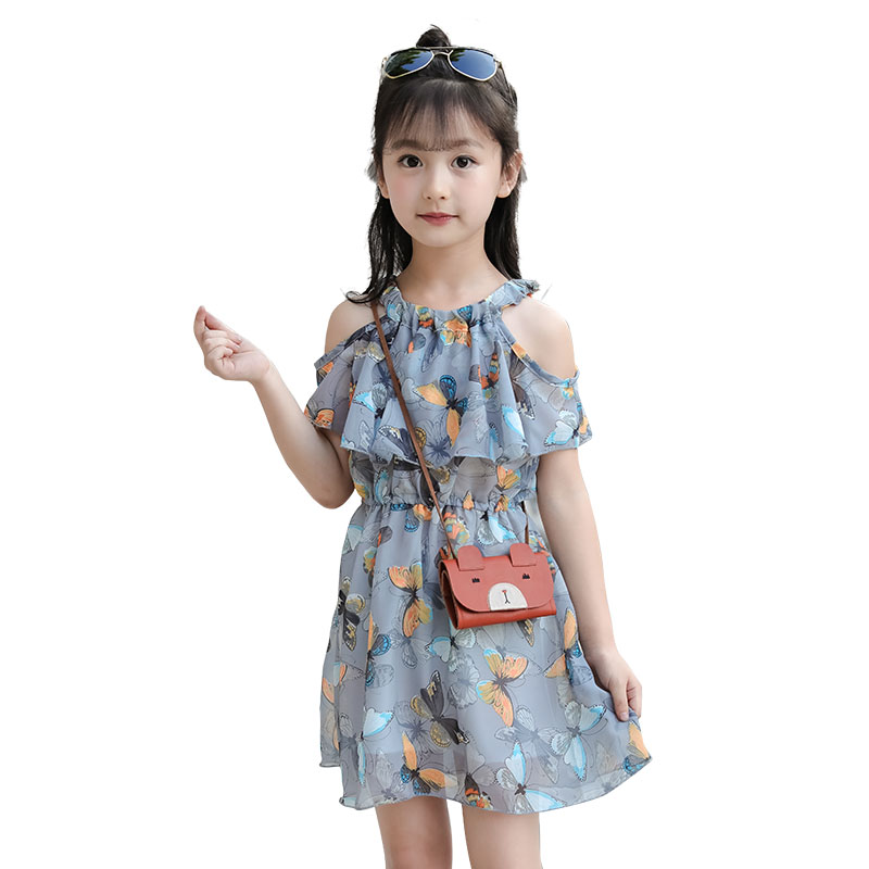 女童连衣裙夏装韩版中大童时尚夏季雪纺公主裙小女孩裙子