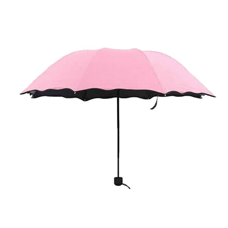 荷叶边遇水开花晴雨伞黑胶超强防紫外线遮阳伞太阳伞创意三折伞