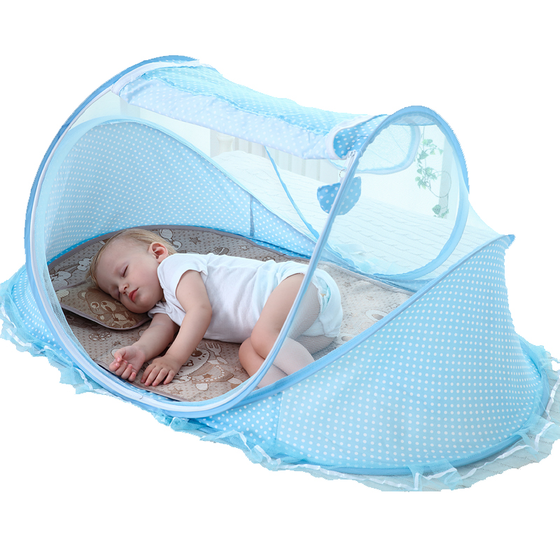 婴儿蚊帐罩宝宝蒙古包免安装可折叠支架有底婴童床蚊帐罩