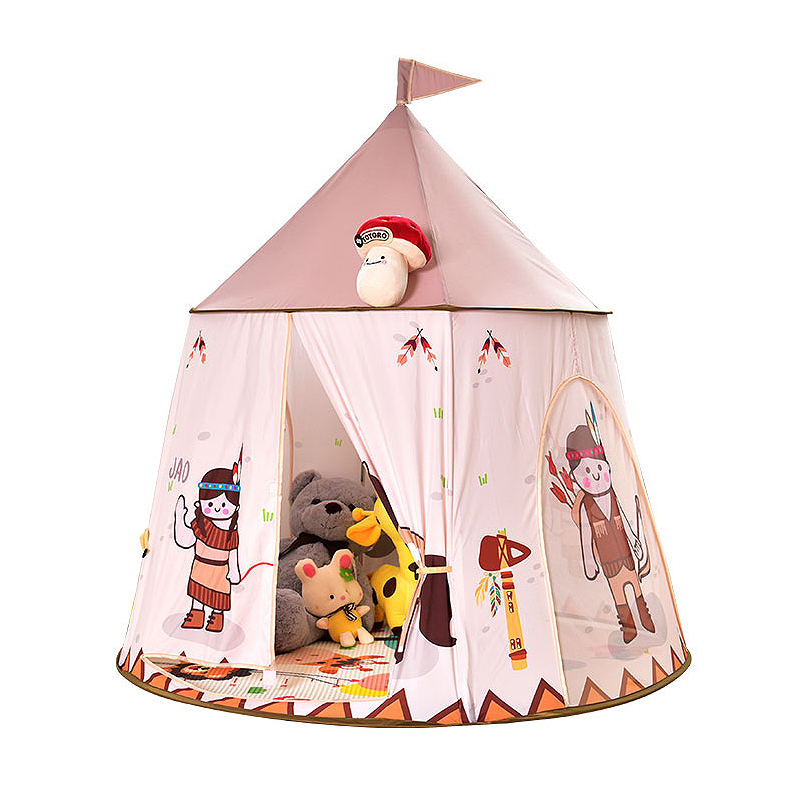 儿童帐篷卡通图案游戏屋 室内家用婴儿宝宝印第安小马城堡玩具屋 女孩公主房