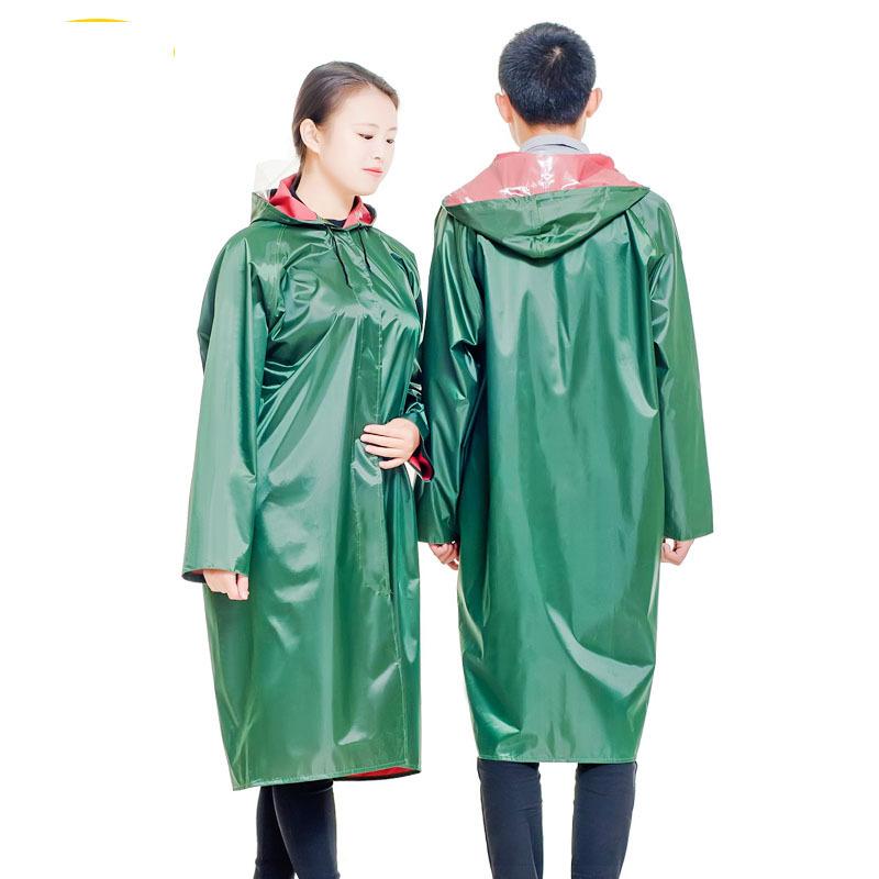 军绿长款雨衣成人男女户外徒步风衣雨衣牛津布时尚旅游雨披