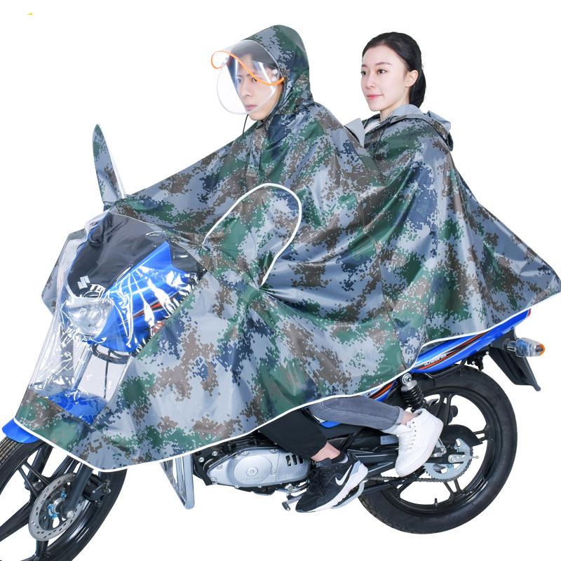迷彩双人雨衣电动车雨披摩托车加大加厚男女骑行电瓶车雨披