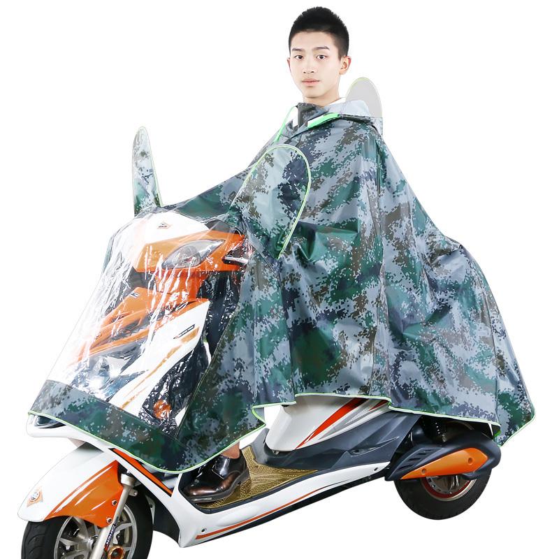 迷彩双人雨衣电动车雨披摩托车加大加厚成人电瓶车雨披雨衣