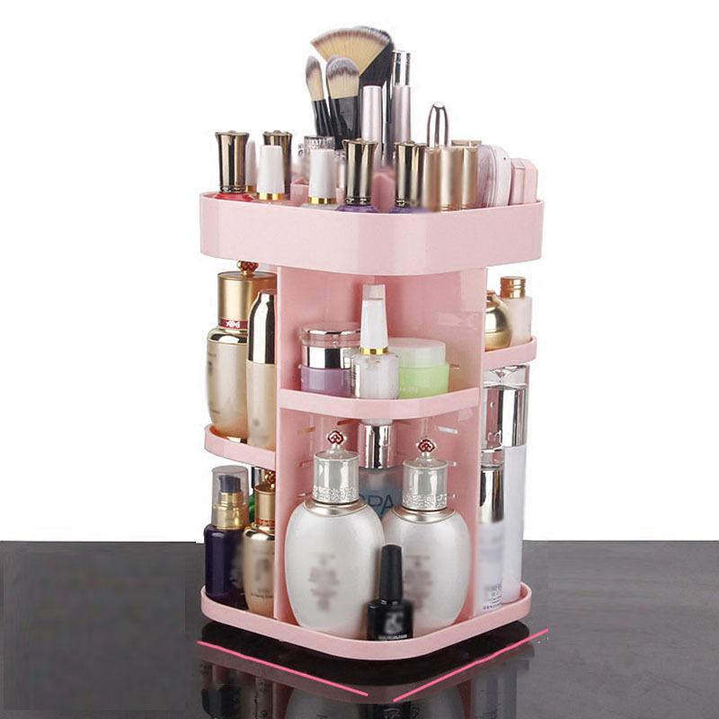 化妆盒360度旋转桌面护肤品整理盒家居创意浴室化妆品收纳盒置物架