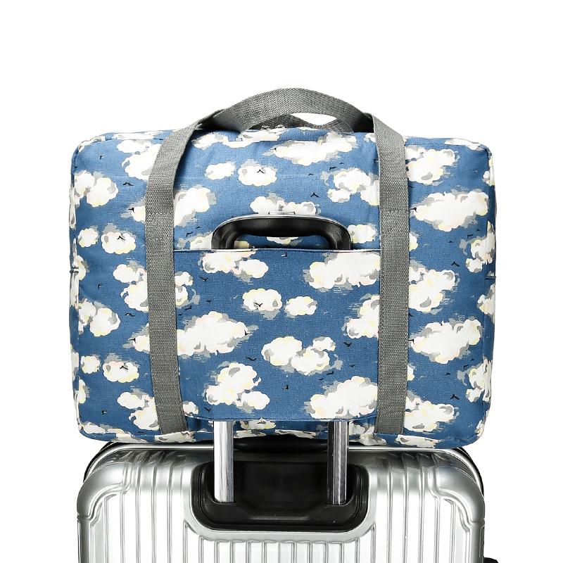 印花帆布收纳袋旅行手提袋折叠包简约行李袋大容量行李袋健身包