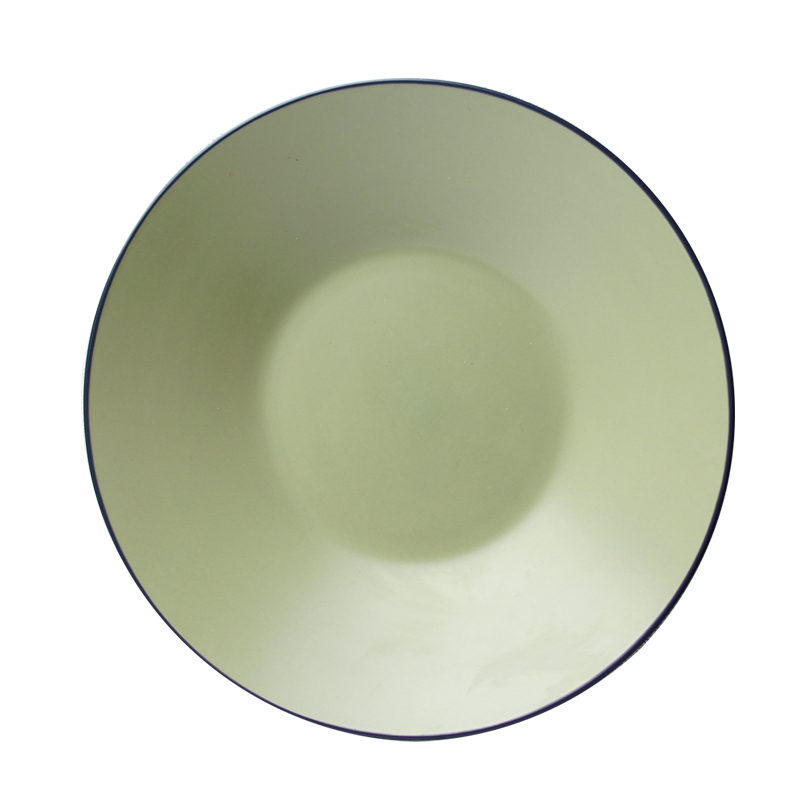 西餐盘 12英寸创意清新绿陶瓷餐具 家用意面盘深盘水果盘